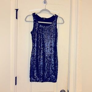 Navy Sequin Sheath Dress
